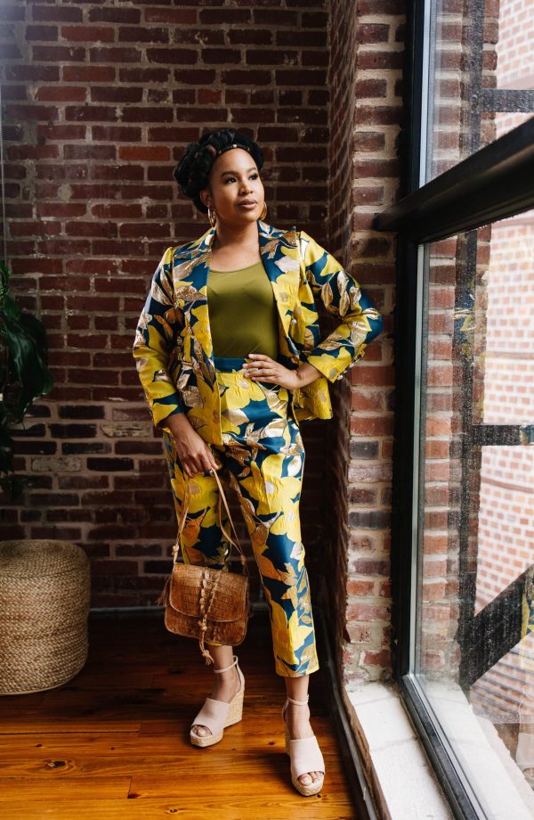 Damask double breasted pant suit